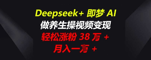 Deepseek+即梦AI，做养生操视频变现，轻松涨粉38W+，月入一W+-云启轻创