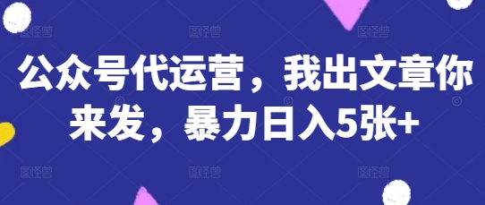 公众号代运营，我出文章你来发，暴力日入5张+【揭秘】-云启轻创