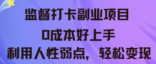 监督打卡副业新玩法，0成本好上手，利用人性的弱点轻松变现-云启轻创