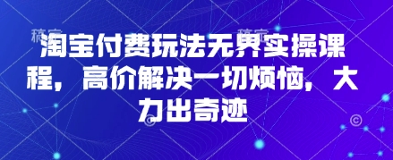 淘宝付费玩法无界实操课程，高价解决一切烦恼，大力出奇迹-云启轻创
