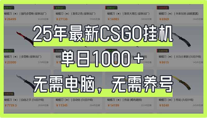 （14178期）25年最新CSGO挂机系统，单日1000+，无需电脑，无需养号，0基础可上手-云启轻创