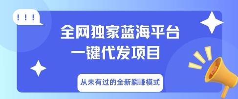 全网独家蓝海平台一键代发项目，从未有过的全新躺Z模式-云启轻创