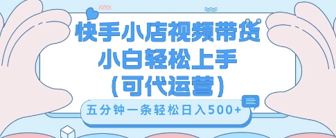 快手视频带货挣佣金，从开通到发布挂链接，小白轻松学会，5分钟搬运一条，轻轻松松日入5张【揭秘】-云启轻创