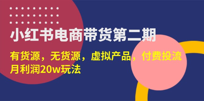 （14186期）小红书电商带货第二期，有货源，无货源，虚拟产品，付费投流，月利润20w-云启轻创