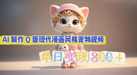 AI制作Q版现代漫画风格宠物视频，单日变现几张-云启轻创