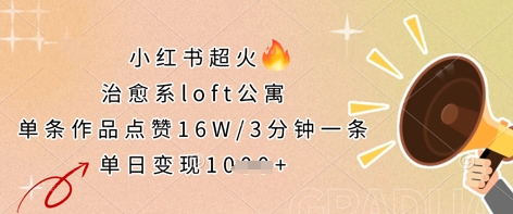 小红书超火的治愈系loft公寓，单条作品点赞16W，3分钟一条，单日变现数张-云启轻创