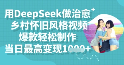 用DeepSeek做治愈乡村怀旧风格视频，爆款轻松制作，当日最高变现多张-云启轻创